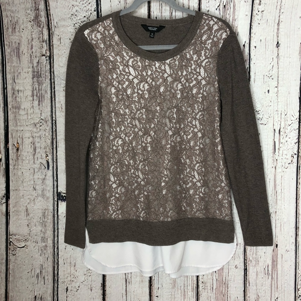 Simply Vera Vera Wang Mixed Media Sweater Medium